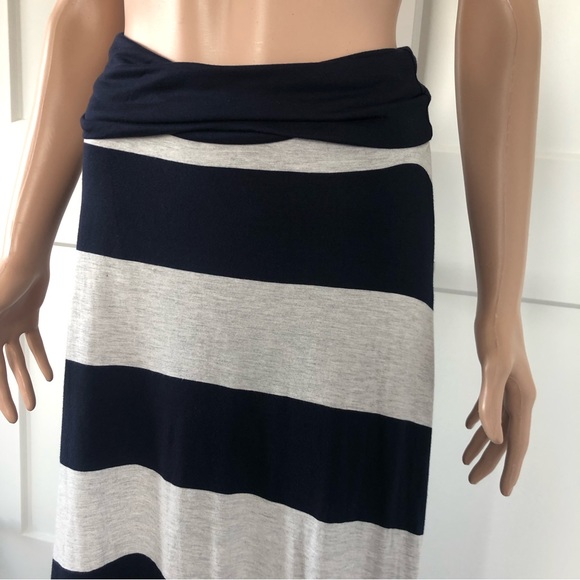 Gap Gray Grey Navy Blue Color-block Foldover Waist Long Maxi Skirt XS X-Small - Picture 2 of 2